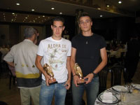 Richi Magraner y Álex Redondo, en la Gala del fútbol comarcal, el pasado viernes